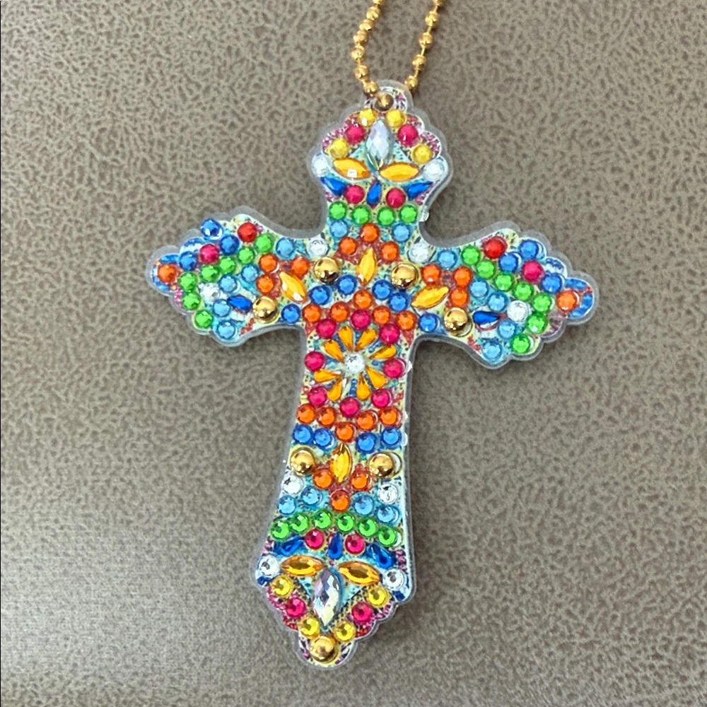 Multicolor Beaded Cross Key Holder